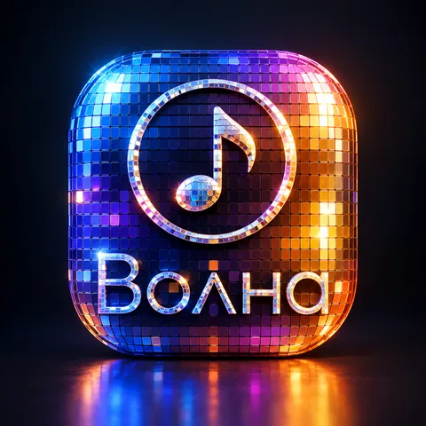 Результат: 3D-иконка из зеркальной мозаики с логотипом «Волна»