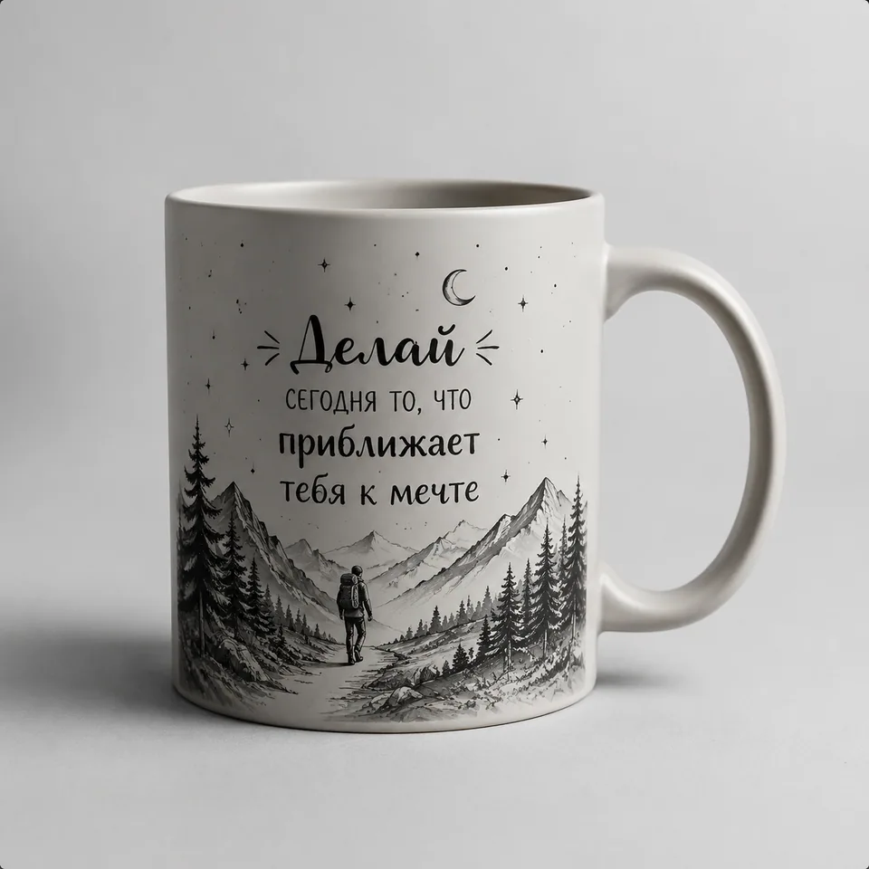 Медленный облёт керамической кружки на нейтральном фоне