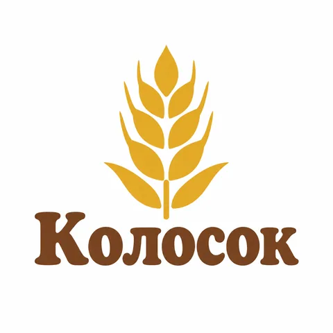 Исходный логотип пекарни «Колосок»: колос над коричневой надписью